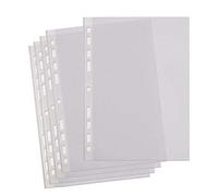SUMMIT Pochettes perforées A4, 100 pochettes en plastique transparent, dos multiperforé renforcé, 40 microns pour un classement durable