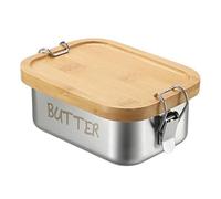 SUMNACON Beurrier en acier inoxydable avec couvercle en bambou, 550 ml | Porte-beurre de cuisine pour comptoir - Peut contenir 1 beurre de la côte Est pour réfrigérateur (sans beurre)