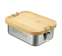 SUMNACON Beurrier en acier inoxydable avec couvercle en bambou, 850 ml, support de beurre de cuisine pour comptoir, peut contenir 1 beurre de la côte ouest pour réfrigérateur (sans beurre)
