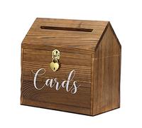 SUMNACON Boîte à cartes de mariage en bois avec serrure en forme de cœur, organisateur de cartes d'anniversaire, boîte cadeau de cérémonie, fête d'anniversaire, réception (bois vintage)