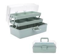 SUMNACON Boîte multifonction à 3 couches - Sans BPA - Boîte à couture | Boîte de tri réglable - Boîte de rangement portable avec couvercle - Pour outils de maquillage - Vert clair - 33 x 20 x 14,5