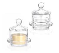 SUMNACON Lot de 2 petits beurriers ronds en verre transparent avec couvercle en dôme, récipient de rangement pour beurre, confiture, parfait, dessert