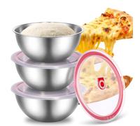 SUMNACON Lot de 3 bols ronds pour pâte à pain avec couvercle transparent 21 cm 1800 ml