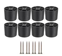 SUMNACON Sourcingmap Lot de 8 pieds ronds en plastique pour canapé Noir 5 cm