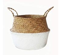 Sumshy Pliable Panier Tressé Rangement de Thailandais, Seagrass Paniers à Linge Faits à la Main avec Double poignée, Panier Picnic, Panier Pique niques pour Les Plantes, Fruits, Jouets, vêtements