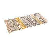 Sumshy Tapis Salon Ethnique Chic Style d'impression Géométrique Tapis Jaune à Franges, 90 x 60 cm, Tapis tufté Style bohème, berbère, scandinave et Nordique