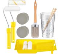 Sumsoctober Kit de 18 pinceaux et rouleaux de peinture avec éponge et revêtement de plateau pour meubles, armoires, murs, portes et travaux de rénovation de maison (B)
