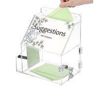 SUMTree Boîte à don en acrylique boîte à suggestion murale avec serrure et porte-affiché boîte à tickets sécurisée pour le vote (21x13x24cm,transparent)