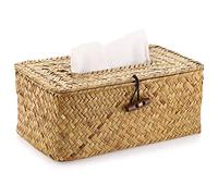 SUMTree Boîte à Mouchoir en Osier Distributeur rectangulaire, Jaune | fait à la main, boîte de Papier, Organisateur de Bureau pour Salle de Bain, Salon, Chambre, Jardin