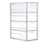 SUMTree Boîte de rangement de bureau transparente avec 4 tiroirs, Panier Rangement Plastique pour accessoires de cheveux, salle de bain, placard, bureau, 25 x 17,5 x 10,5 cm