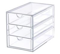 SUMTree Organisateur de Tiroirs Boîte de Rangement en Acrylique - 3 tiroirs | Transparente, Organisateur d'accessoiresde coiffure, Rangement pour Salle de Bain, Placard, Armoire, Bureau, 10×17×13cm