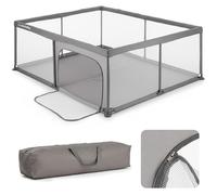 sun baby Parc Enfant 150x200 cm 0-2 ans Gris, polyester, parois en filet, entrée zippée, pieds antidérapants, sac de transport inclus, cadre en métal