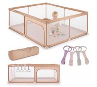sun baby Parc Enfant avec roses poignée 150x200 cm 0-2 ans Saumon, polyester, parois en filet, entrée zippée, pieds antidérapants, sac de transport inclus, cadre en métal