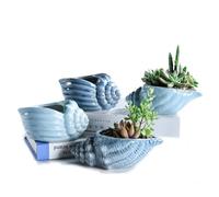 SUN-E 14 CM Bleu océan Conch Série de Base en céramique série Set Pot Succulent Plant Cactus Plante Pot à Fleurs Conteneur Jardinière Drainage Trou Cadeau Parfait Idée 4 dans Set