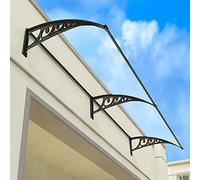 Sun e Auvent de porte d'extérieur arqué en polycarbonate avec supports, protection UV pour terrasse et balcon, multiple (81,3 x 391,2 cm)