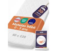 Sun Garden Matelas Bébé, Certifié OEKO-TEX 100, 60x120 cm | Matelas Enfant avec bord stable, Matelas bébé pour lit bébé, Lit enfant ou lit parapluie, Housse lavable jusqu'à 60°C