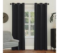 Sun Zero Easton Panneau de Rideau occultant à œillets écoénergétique, Polyester, Noir, 101,6 x 241,3 cm