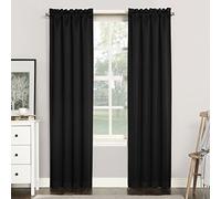 Sun Zero Easton Panneau de Rideau occultant avec Passe-Tringle, économie d'énergie, 101,6 x 241,3 cm, Noir