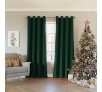Sun Zero Nordic Lot de 2 Rideaux à œillets avec réduction du Bruit de qualité théâtre, 100% occultants, 132,1 x 213,4 cm, Vert persistant