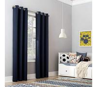 Sun Zero Rideau occultant à œillets pour Chambre d'enfant, Polyester, Bleu Marine, 101,6 x 160 cm
