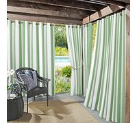 Sun Zero Valencia Lot de 2 Panneaux de Rideaux à œillets à Rayures pour intérieur/extérieur avec Protection UV, écoénergétique, 137,2 x 241,3 cm, Vert Spa