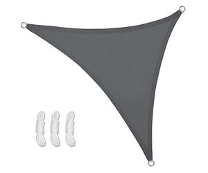 Sunal Voile d'ombrage triangulaire - 4 x 4 x 4 m - Polyester PES - Imperméable - Avec cordes de fixation - Pour protection solaire sur les balcons, les jardins et les terrasses - Gris