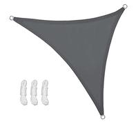 Sunal Voile d'ombrage triangulaire, 5 x 5 x 5 m, polyester PES imperméable, avec cordes de fixation, pour protection solaire sur les balcons, jardins et terrasses, gris