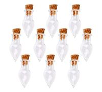 SunaOmni Ck Lot de 10 mini bouteilles en verre transparent en forme de goutte avec bouchon à suspendre