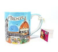 Sunature Tasse en céramique, peinte à la main, motif florentine, 9 cm, Ø 7,5 cm