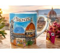 Sunature Tasse en céramique, peinte à la main, motif florentine, 9 cm, Ø 7,5 cm