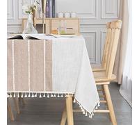 SUNBEAUTY Nappe Table Coton Rectangulaire Vintage Decoration Table Cloth Linen Tablecloth Rectangle 140x220 cm pour Table de Cuisine