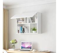 sunbiaouk Étagère Murale Suspendue avec Porte relevable - Meuble de Rangement Mural à Double Niveau, à Placer au-Dessus d'un Bureau ou d'un canapé - Idéal pour Chambre, Salon, Cuisine ou Bureau(A)