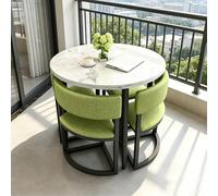 sunbiaouk Table Basse pour Salle De Conférence Ou Bureau, Table De Réception Ronde avec 4 Chaises, Ensemble De Chaises Rembourrées pour Appartement, Salon Ou Salle À Manger(Green,A)