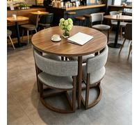 sunbiaouk Table Basse pour Salle De Conférence Ou Bureau, Table De Réception Ronde avec 4 Chaises, Ensemble De Chaises Rembourrées pour Appartement, Salon Ou Salle À Manger(Multi-Colored,C)