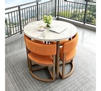sunbiaouk Table Basse pour Salle De Conférence Ou Bureau, Table De Réception Ronde avec 4 Chaises, Ensemble De Chaises Rembourrées pour Appartement, Salon Ou Salle À Manger(Orange,A)