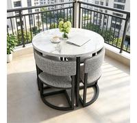 sunbiaouk Table Basse pour Salle De Conférence Ou Bureau, Table De Réception Ronde avec 4 Chaises, Ensemble De Chaises Rembourrées pour Appartement, Salon Ou Salle À Manger(Multi-Colored,A)