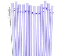 SUNDEE Lot de 12 pailles réutilisables en plastique pour bocaux Mason, gobelets, longues pailles incassables, sans BPA et respectueuses de l'environnement, avec brosse de nettoyage - Petit violet