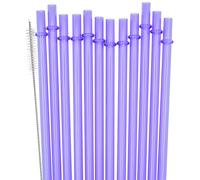 SUNDEE Lot de 12 pailles réutilisables en plastique pour bocaux Mason, gobelets, longues pailles incassables, sans BPA et respectueuses de l'environnement, avec brosse de nettoyage - Violet foncé
