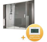 Sundirect MD450-Plus Miroir chauffant infrarouge pour salle de bain 60x85cm avec 450W de puissance incluant le thermostat Smart 1.0 Pro WiFi - app control - anti-fog Miroir panneau infrarouge Chauffag