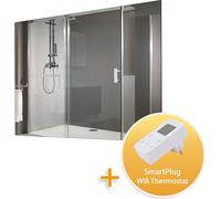 Sundirect MD450-Plus Miroir chauffant infrarouge pour salle de bain 60x85cm avec 450W incl. SmartPlug Thermostat WiFi pour la prise - contrôle App - anti-buée Salle de bain Speigel Chauffage infraroug
