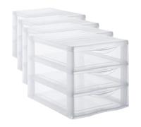 Sundis 4218001 Tour de Rangement Format A4 3 tiroirs avec Poignée ergonomique Système d'Arrêt à l'Ouverture, Plastique, Transparent (Lot de 4)