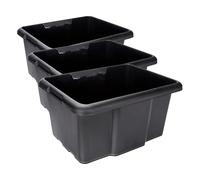 Sundis | Bac de rangement empilable et superposable - Contenance 15 Litres - Noir - Fabriqué à partir de 100% de matière recy 4529001 (Lot de 3)