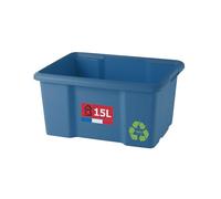 SUNDIS Bac de rangement plastique 15L, bleu, L.38xl.29x H19,5cm | Empilable et superposable, multiusage, idéal pour l'atelier, le transport, le garage, le bricolage, le jardinage