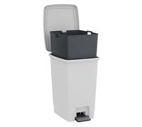 SUNDIS Bucket Bin, poubelle à pédale 30L, seau amovible, blanc cassé