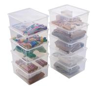 SUNDIS Clear Box, boîte de rangement plastique avec couvercle 18L, x10 | Superposable et empilable, transparente, idéale pour ranger les vêtements, le dressing, la chambre