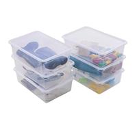 SUNDIS Clear Box, boîte de rangement plastique avec couvercle 22L, x6 | Superposable et empilable, transparente, idéale pour ranger les bottes et les chaussures d’hiver