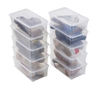 SUNDIS Clear Box, boîte de rangement plastique avec couvercle 5L, x10 | Superposable et empilable, transparente, idéale pour les petits objets, les chaussures légères