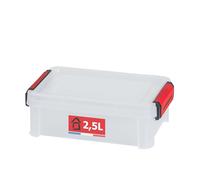 SUNDIS Clip’N Store, boîte de rangement plastique avec couvercle 2,5L | Robuste, transparente, apte au contact alimentaire, parois droites, clips de fermeture, superposable et combinable