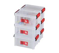 SUNDIS Clip’N Store, boîte de rangement plastique avec couvercle 5L, x6 | Robuste, transparente, apte au contact alimentaire, parois droites, clips de fermeture, superposable et combinable