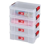 SUNDIS Clip'N Store, lot de 4 boîtes de rangement de 9 litres avec couvercle à clipser, transparentes